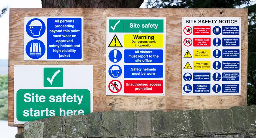 construction signs, waste signage, information signs, danger signs, health and safety signs